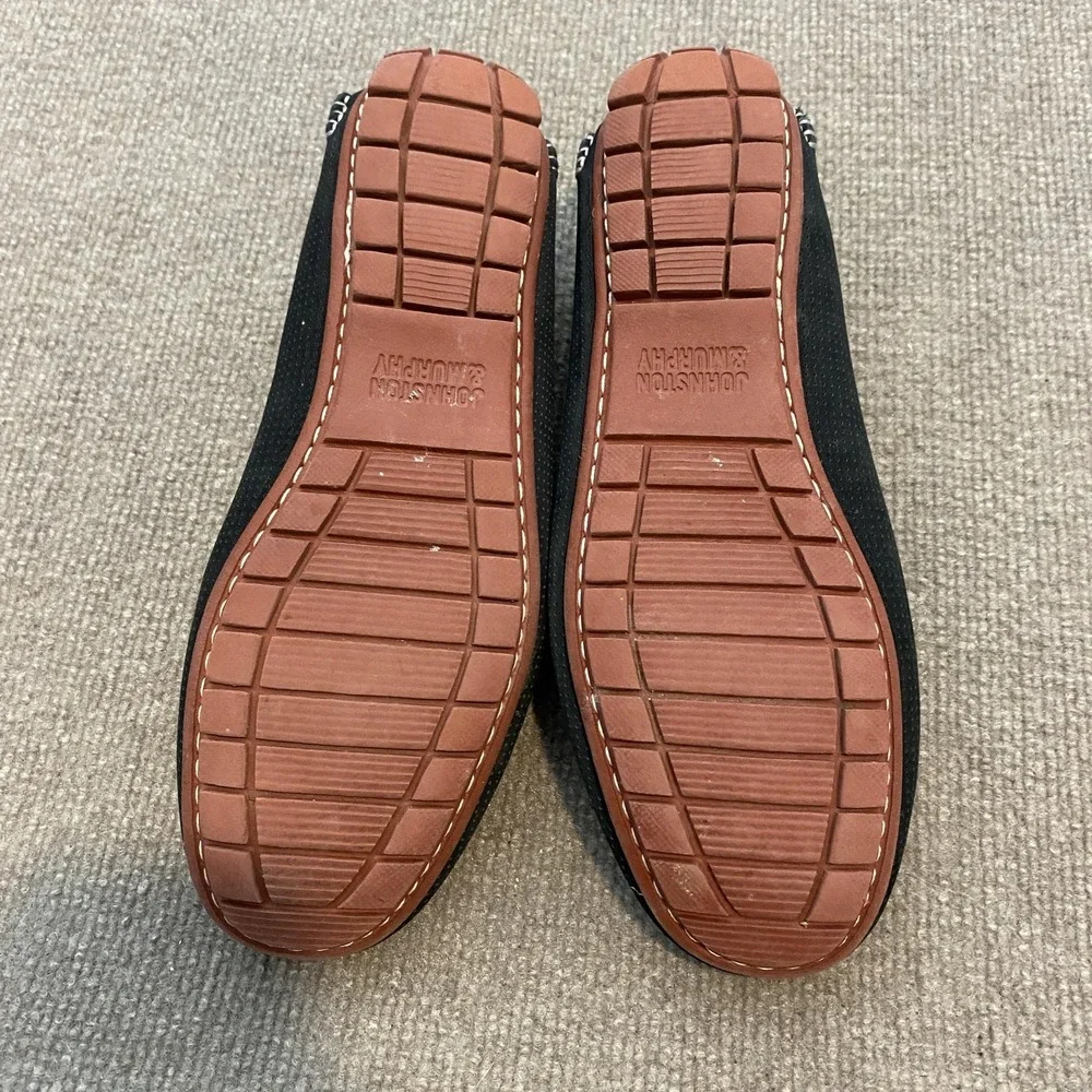 Johnston & Murphy Shoes Mens Size 8.5 Black Leather Slip On Loafers 25-8437